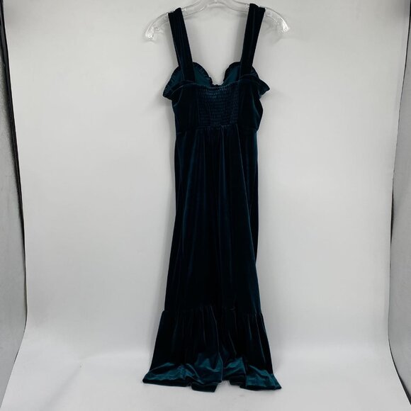 Betsey Johnson Green Velvet Midi Dress | Sleeveless Sweetheart Style - Picture 5 of 9